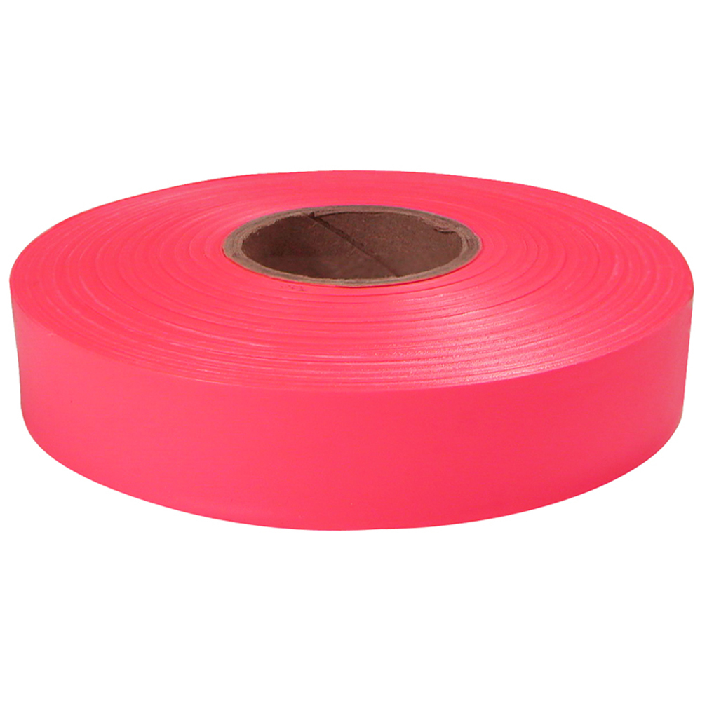 77-063 Flagging Tape, Pink, 600 ft L 1 in W, Plastic