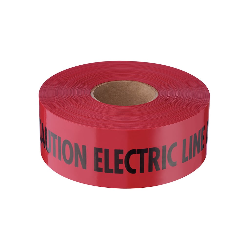 22-126 Non-Detectable Standard Underground Utility Tape, Red, 1000 ft L 3 in W 4 mil THK