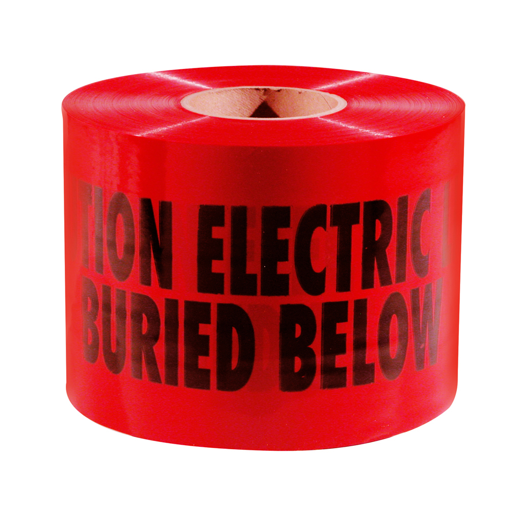 22-130DB Empire ShieldTec Non-Detectable Standard Warning Tape, Red, 1000 ft L x 6 in W, Caution Electric Line Buried Below Legend, Polyethylene