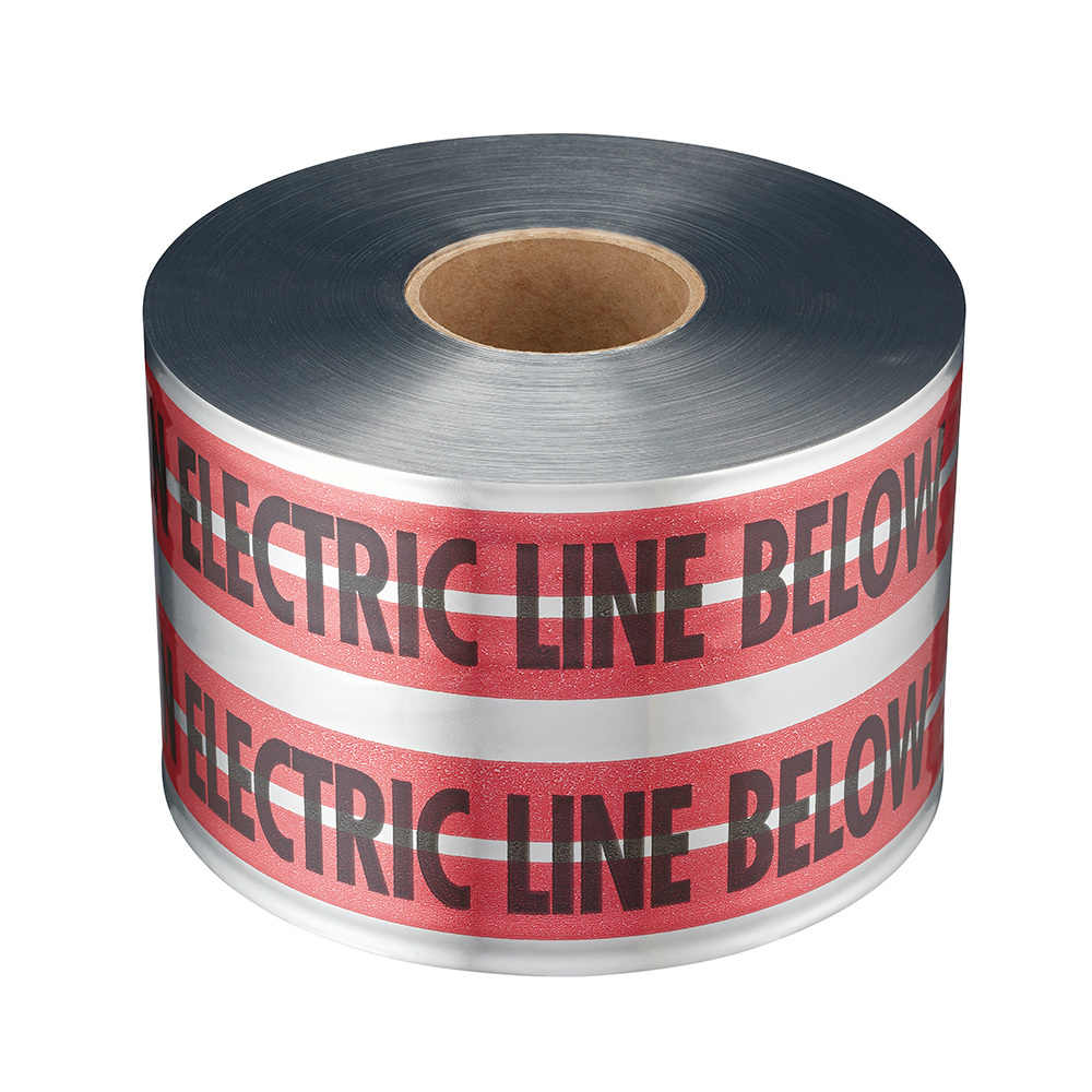 31-109 Detectable Premium Underground Utility Tape, Red, 1000 ft L 6 in W 5 mil THK