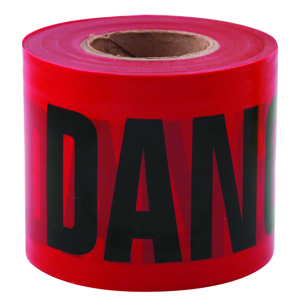 77-0204 Standard Barricade Tape, Red, 200 ft L 3 in W, Danger/Peligro Legend, Plastic
