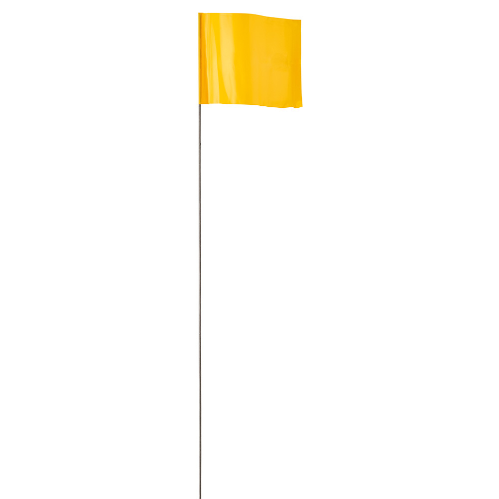 78-004 Contractor Grade Stake Flag, 2-1/2 in H 3-1/2 in W, 21 in OAL, Yellow, Metal/Plastic