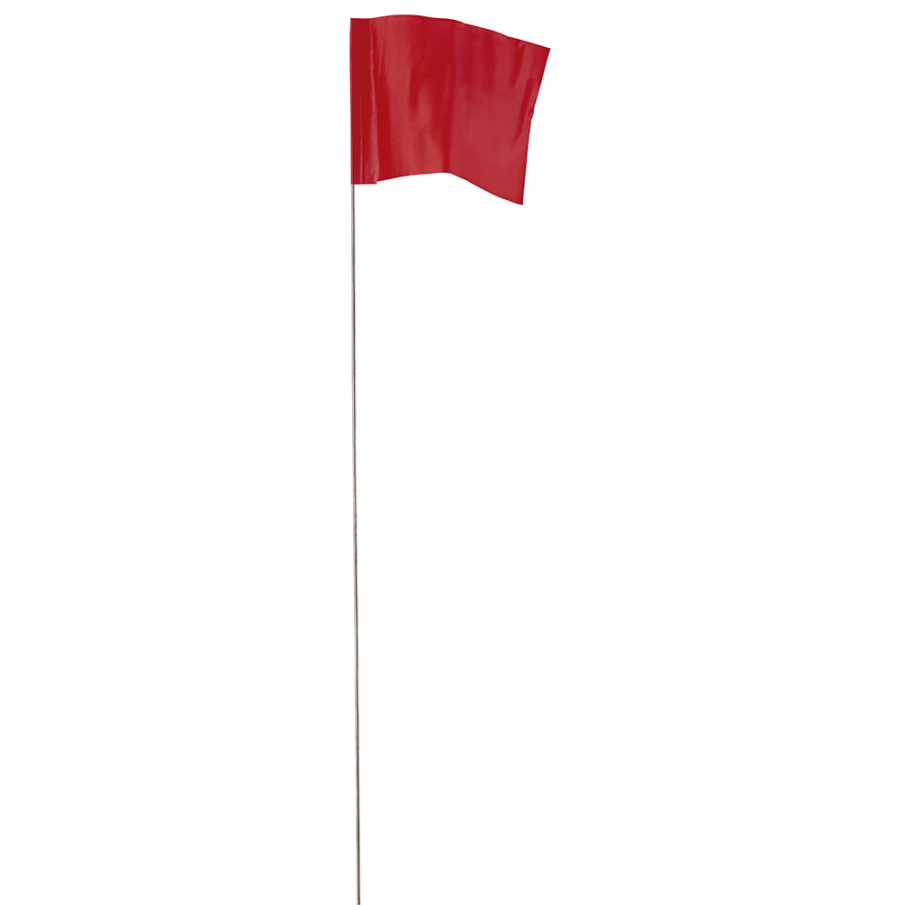 78-007 Contractor Grade Stake Flag, 2-1/2 in H 3-1/2 in W, 21 in OAL, Red, Metal/Plastic