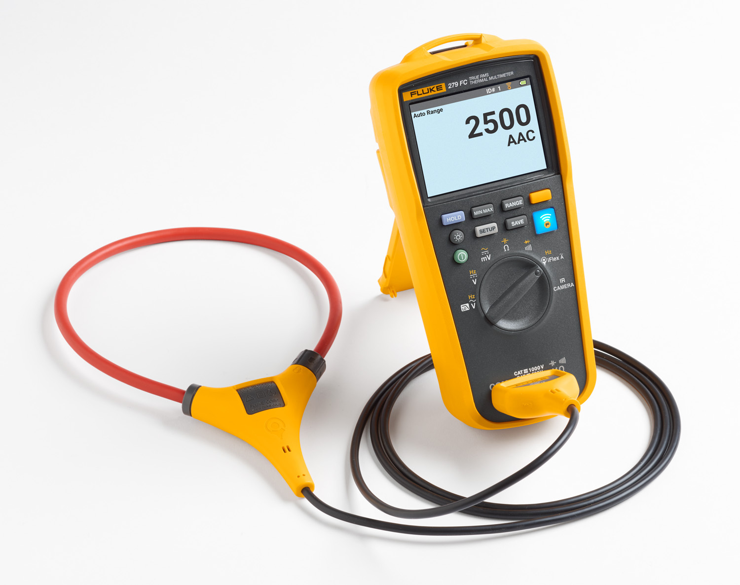 FLUKE-279FC-I/B True RMS Thermal Multimeter With iFlex and Extra Battery, 1000 V AC/DC, 2500 A, 50 MOhm, LCD Display