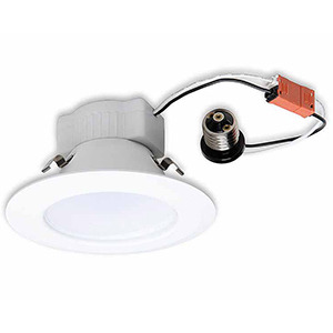 LED10RS4/840E26P 120 RS Series Can Dimmable Downlight LED Lamp With 4 in Can Pigtail Attachment, BR30 Lamp, 10 W Fixture, 120 V