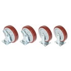 Caster Kit 8".  Two (2) locking swivel and two (2) rigid polyurethane coated casters.  900 pounds dynamic load.