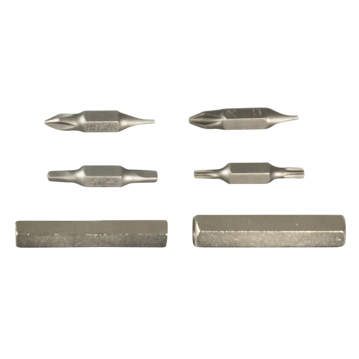 9953-20 Replacement Bit Set, 7 Pieces, 7.94 in OAL, Steel, Polished Chrome