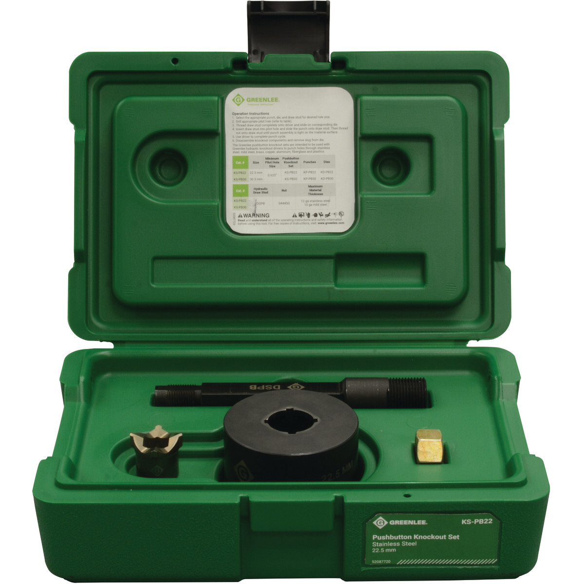 KS-PB22 Knockout Set, 22.5 mm, For Use With 11 ton Battery-Hydraulic Knockout Drivers, 7 ton Battery-Hydraulic Knockout Drivers, 11 ton Manual-Hydraulic Knockout Drivers and 8 ton Manual-Hydraulic Knockout Drivers