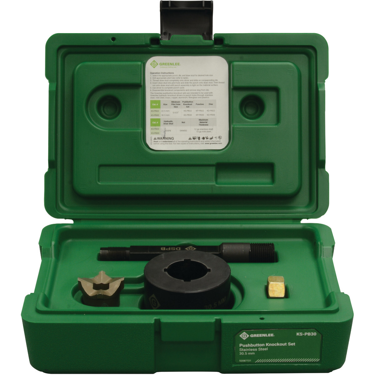 KS-PB30 Knockout Set, 30.5 mm, For Use With 11 ton Battery-Hydraulic Knockout Drivers, 7 ton Battery-Hydraulic Knockout Drivers, 11 ton Manual-Hydraulic Knockout Drivers and 8 ton Manual-Hydraulic Knockout Drivers