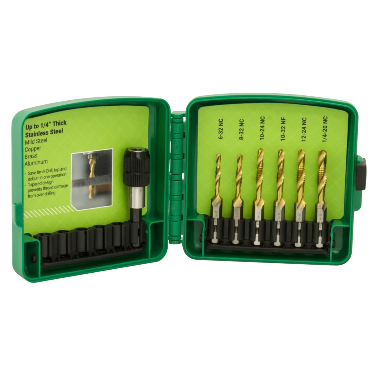 DTAPSSKIT Split-Point Tip Standard Drill/Tap Bit Kit, 7 Pieces