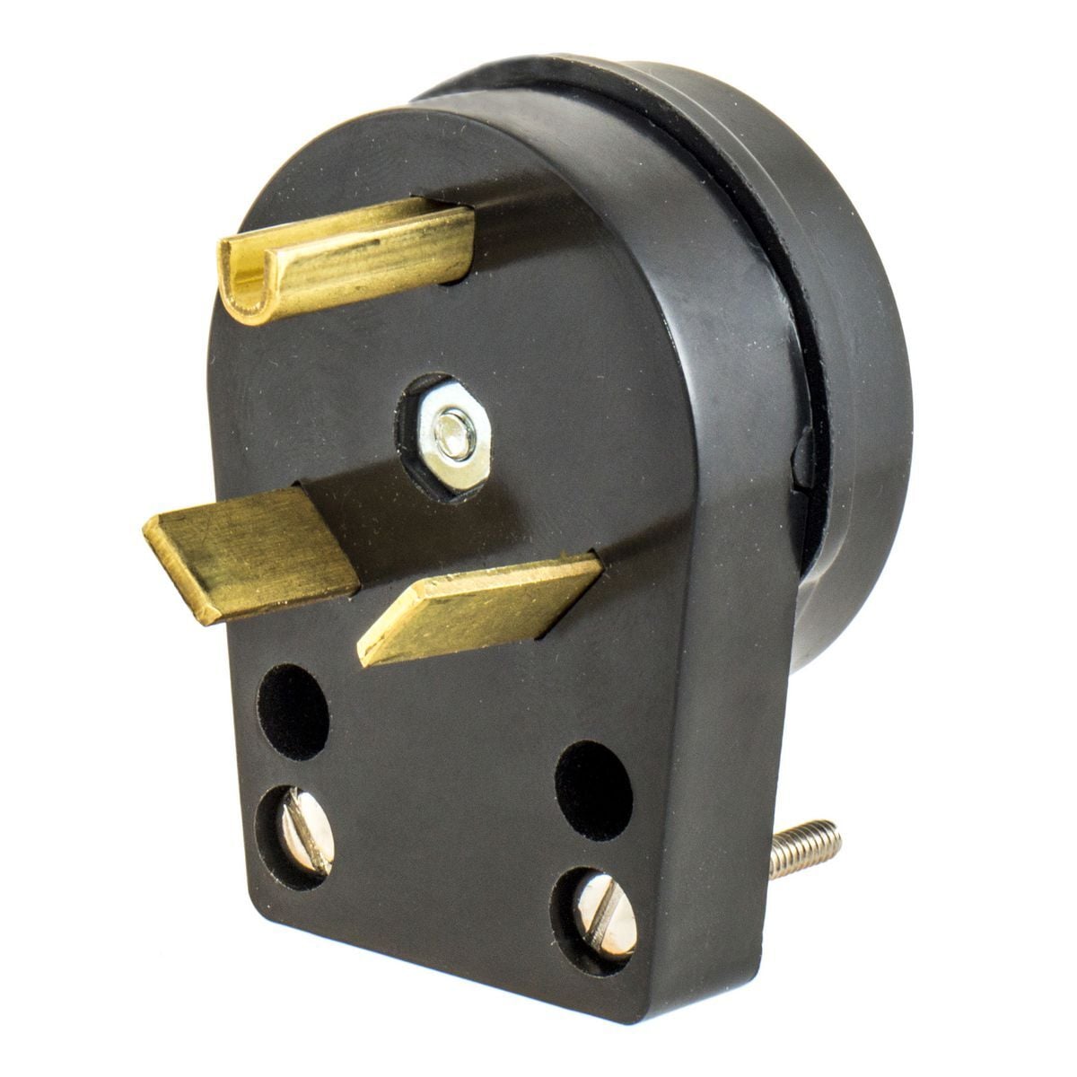 HBLTT30P Angle Grounding Standard Straight Blade Plug, 125 V AC, 30 A, 2 Poles, 3 Wires, Black