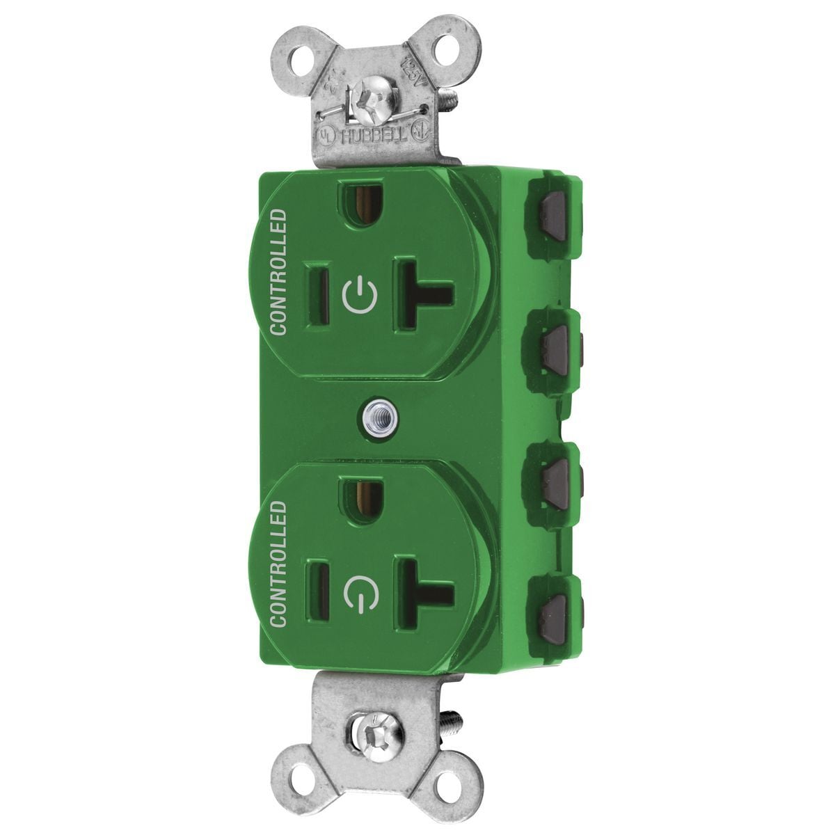 SNAP5362C2GN 1-Phase Duplex Extra Heavy Duty Standard Screw Mount Straight Blade Receptacle, 125 V AC, 20 A, 2 Poles, 3 Wires, Green