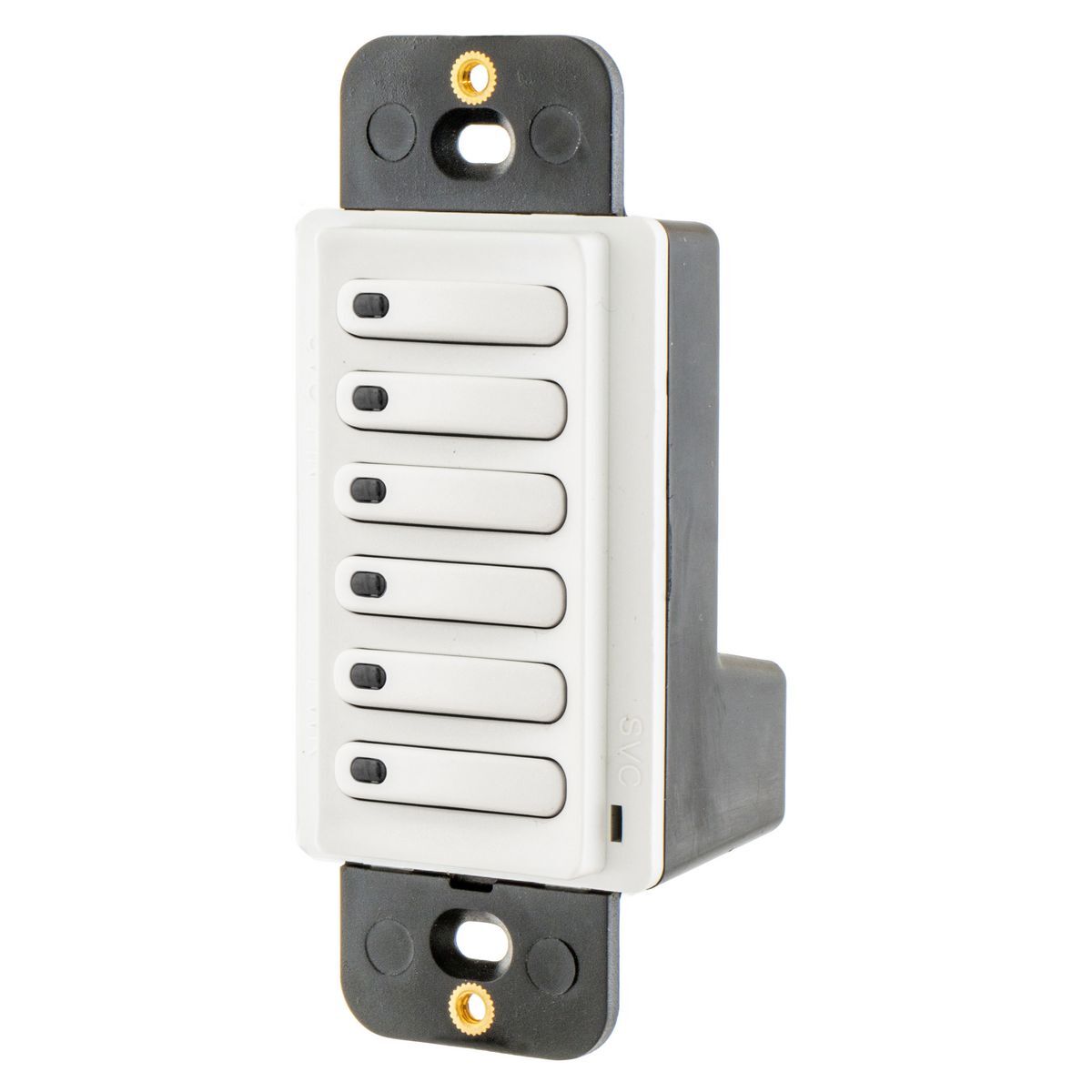 RCS6W 6-Button Standard Room Controller Switch With Pilot Light, 24 VDC, Gray/White