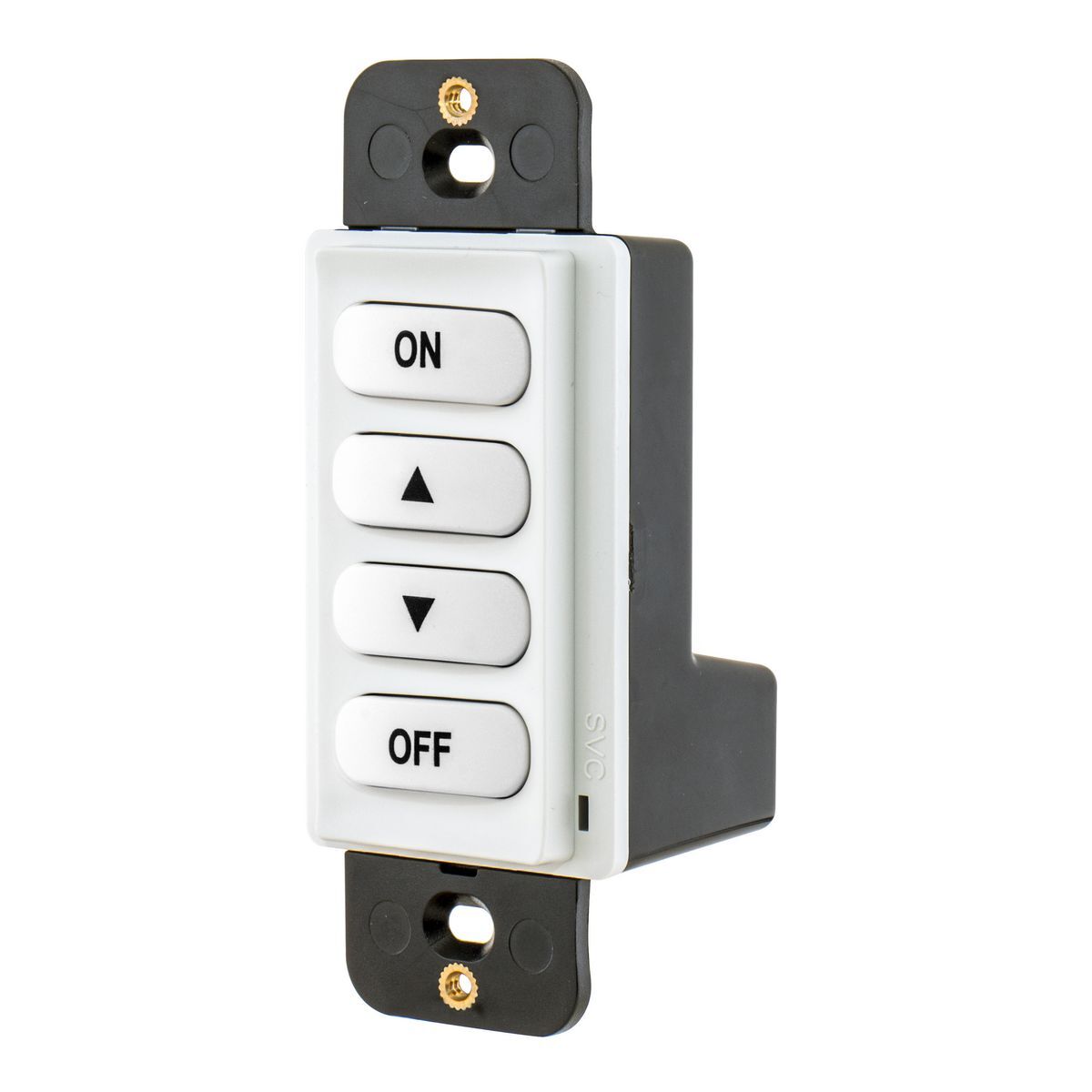 RCSNRLFW 1-Button Specialty Standard Room Controller Switch With Pilot Light, 24 VDC, Lower/On/Off/Raise Operation, White