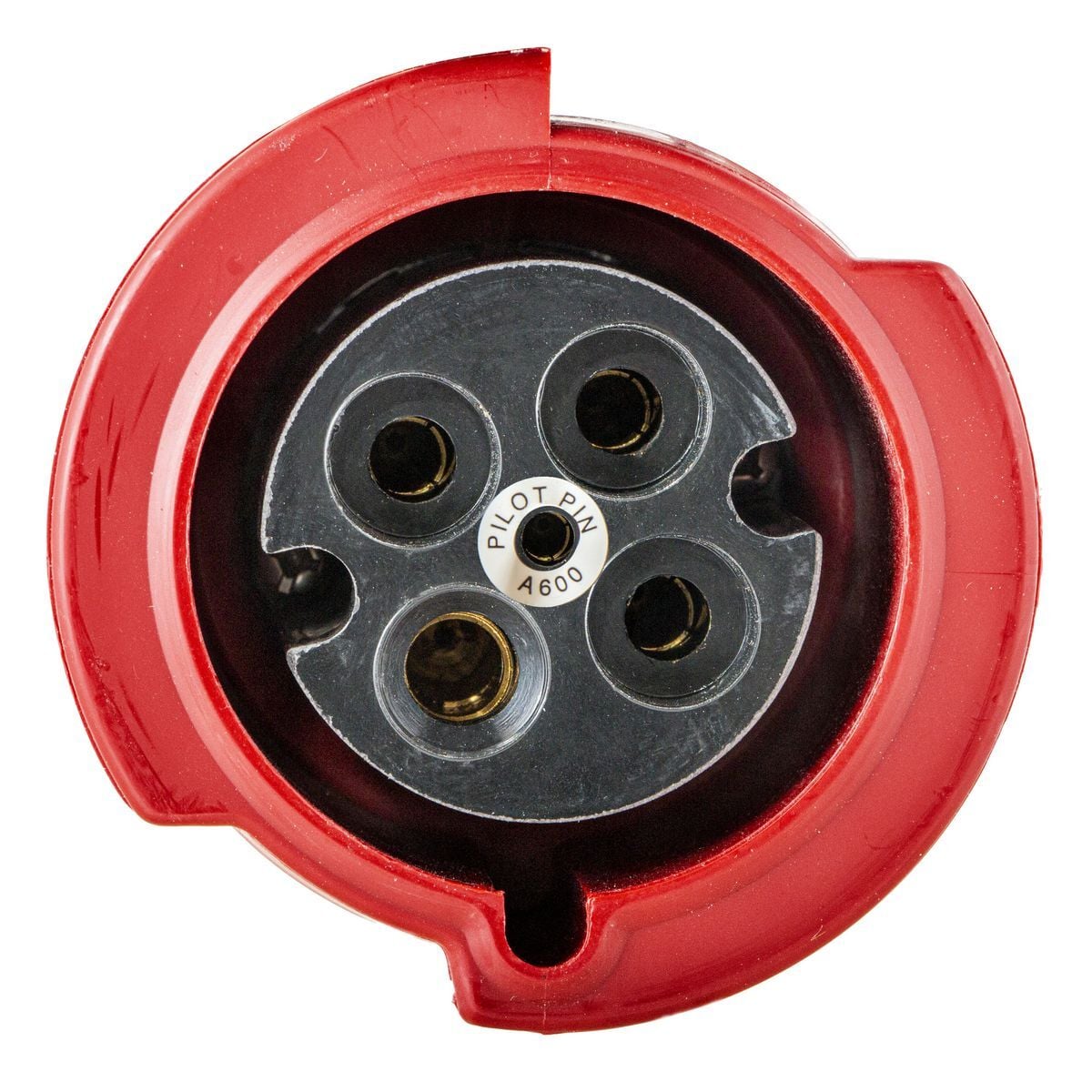 HBL4100R6WP Female Grounding Heavy Duty Multi-Phase Watertight Pin and Sleeve Receptacle With Pilot Pin, 380 to 415 V AC, 100/125 A, 3 Poles, 4 Wires, Red