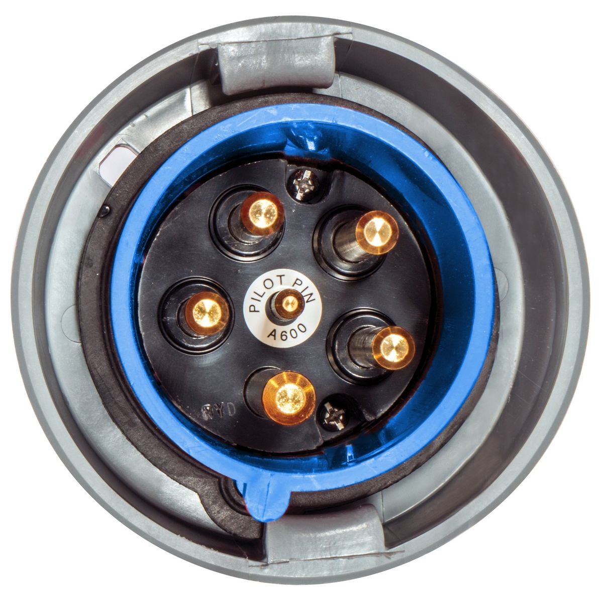 HBL5100P9WP 3-Phase Male Grounding Heavy Duty Pin and Sleeve Plug With Pilot Pin, 120/208 V AC, 100/125 A, 4 Poles, 5 Wires, Blue