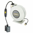 White Industrial Reel with Black Box, GFCI Module and (2) 20A Tamper Resistant Duplex Receptacles, UL Type 1, 45 Ft , #12/3 SJO, 20 A, 250 VAC
