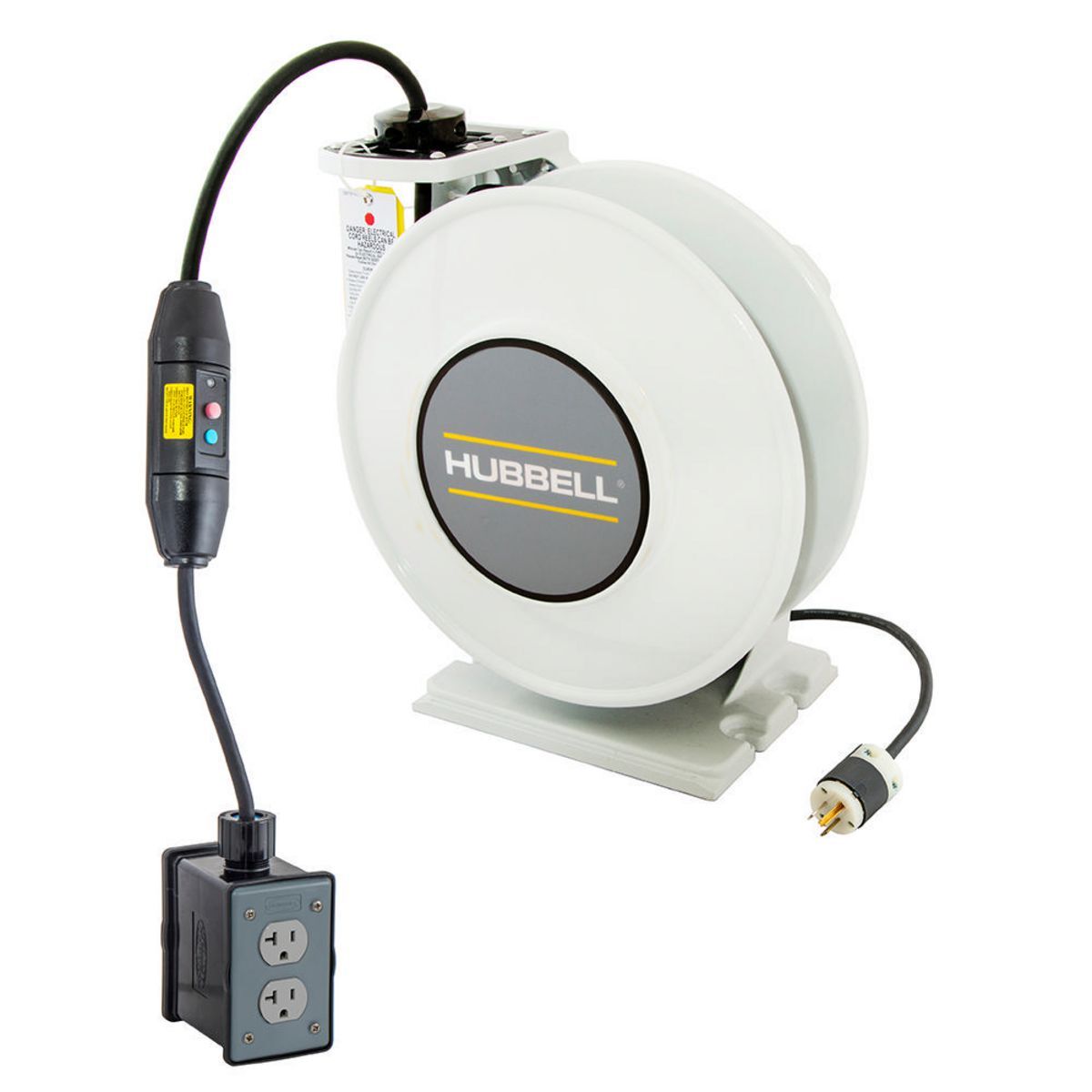 HBLI45123GF220M1 inREACH 3-Conductor Heavy Duty Cord Reel With (2) 20 A Duplex Receptacle, 125 V AC, 20 A, 45 ft L Cord, 12 AWG Conductor, 2 Outlets