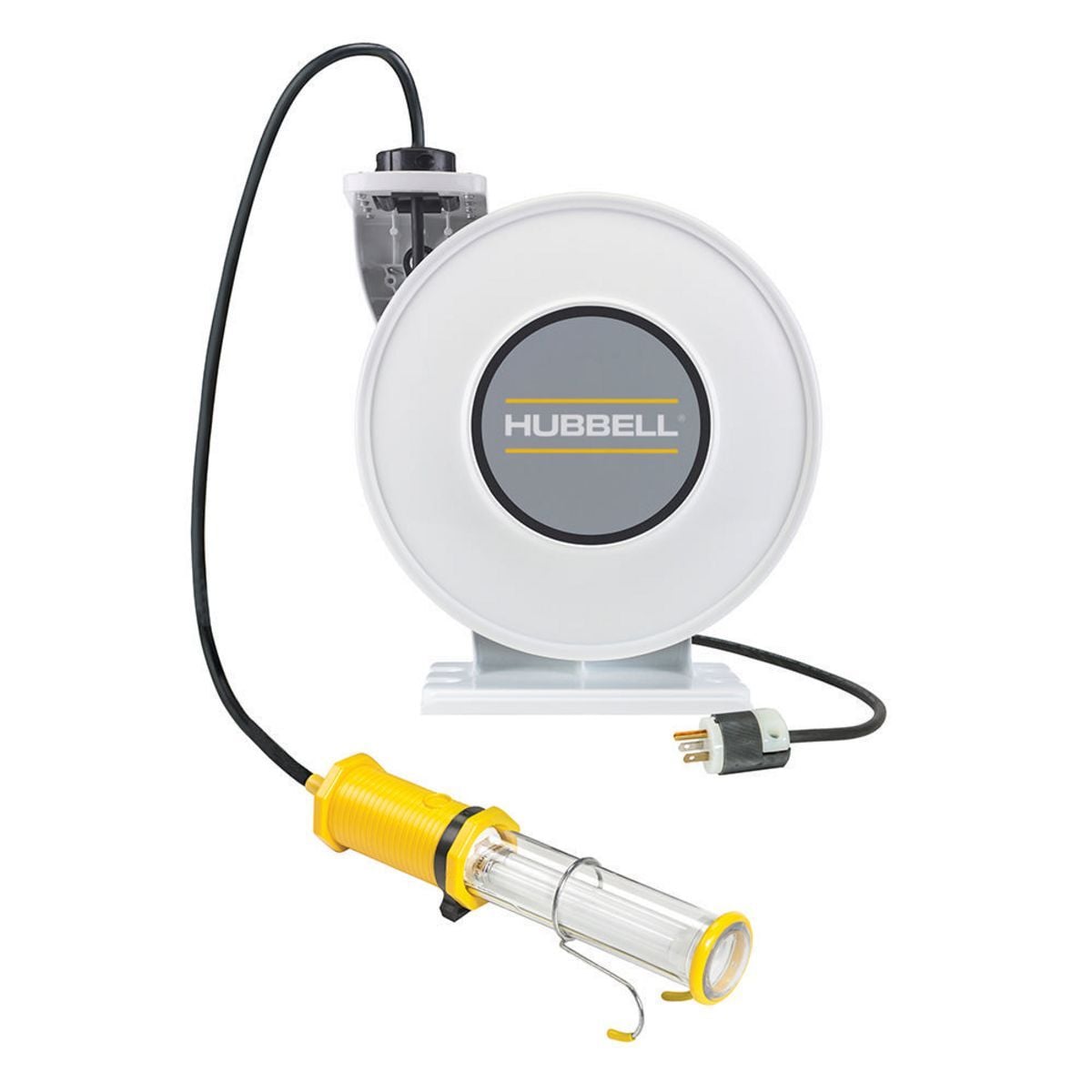 HBLI45163FL inREACH 3-Conductor Cord Reel With Hand Lamp, 250 VAC, 10 A, 45 ft L Cord, 16 AWG Conductor