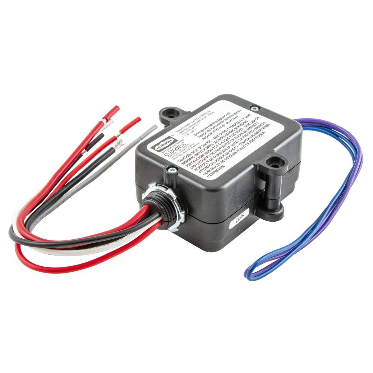 CU300ELC Emergency Lighting Control Unit, For Use With Logic Room Controller Load, Logic Control Panel Load, Hubbell CU300 Series Control Units, FR Thermoplastic, Black