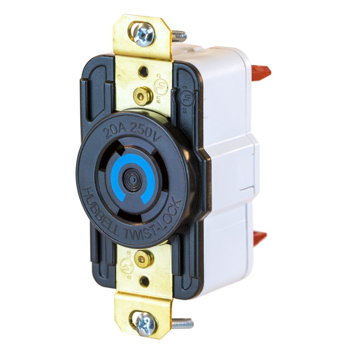 Twist-Lock Edge Receptacle with Spring Termination, 20A, 250V, L6-20R, Black