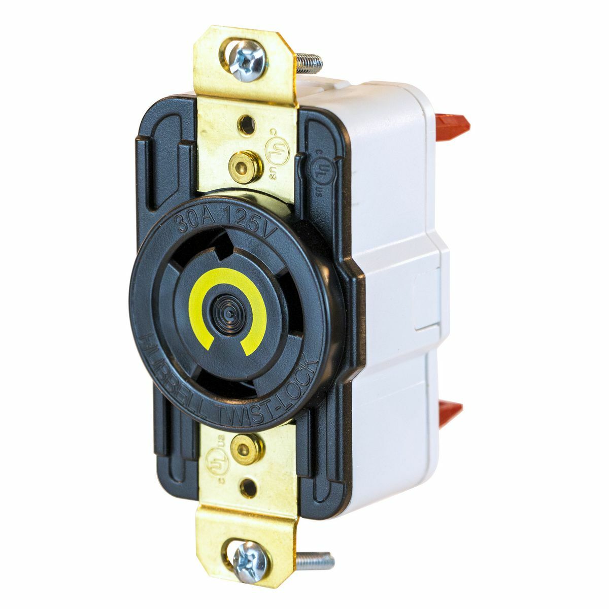 Twist-Lock Edge Receptacle with Spring Termination, 30A, 125V, L5-30R, Black