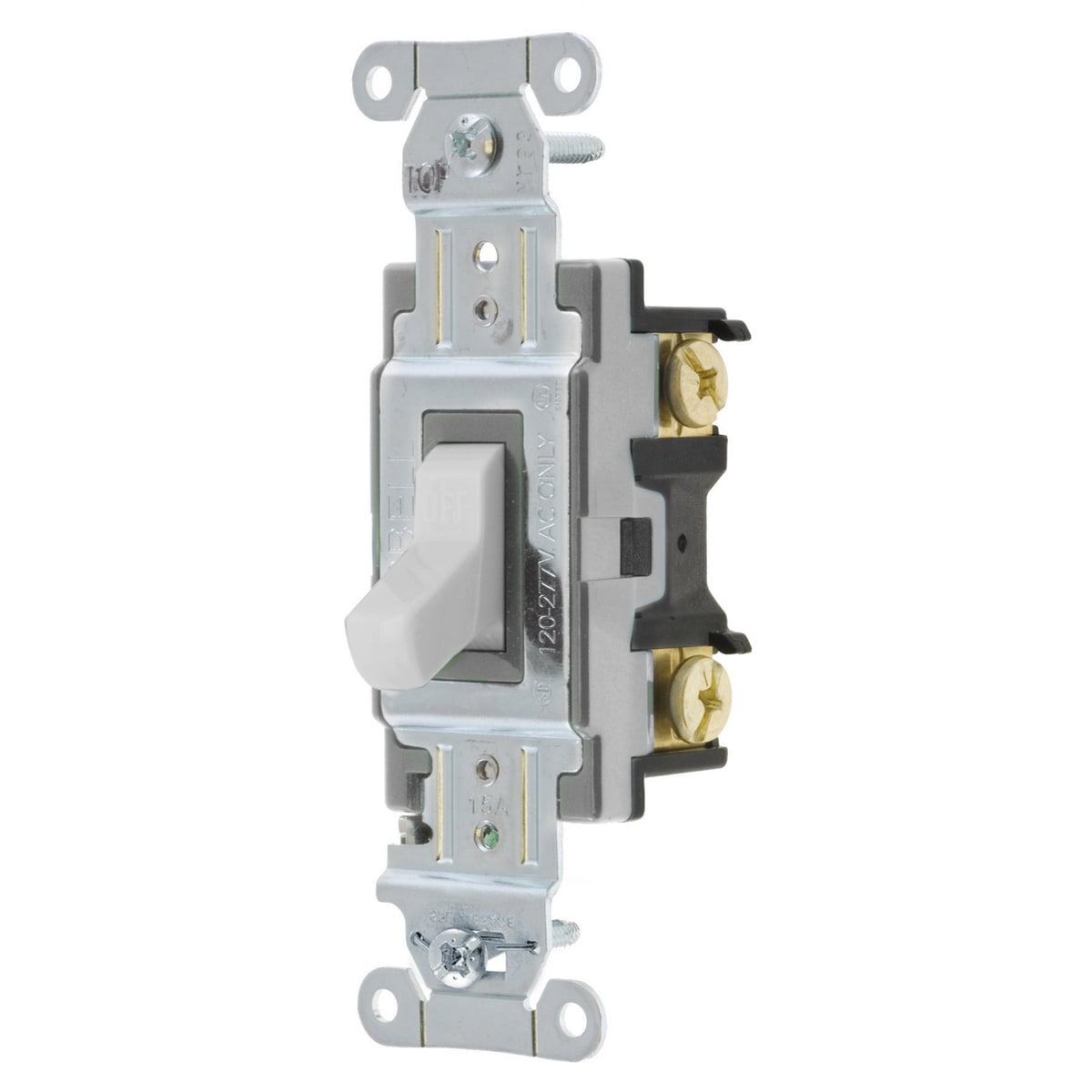 CS115OW Standard Toggle Switch, 120/277 VAC, 15 A, 4155 W Power Rating, 2-Position Contact