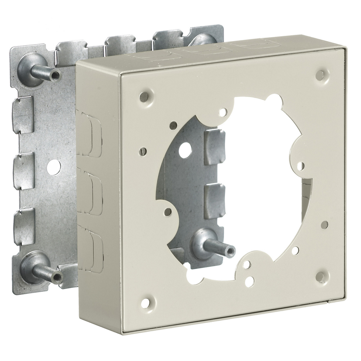 HBL5735IVA 2-Gang Combination Standard Distribution Box With 1/2 in NPT Knockout, 4.6 in L x 4.7 in W x 1.4 in H, Folded Steel/Rolled Steel, Ivory