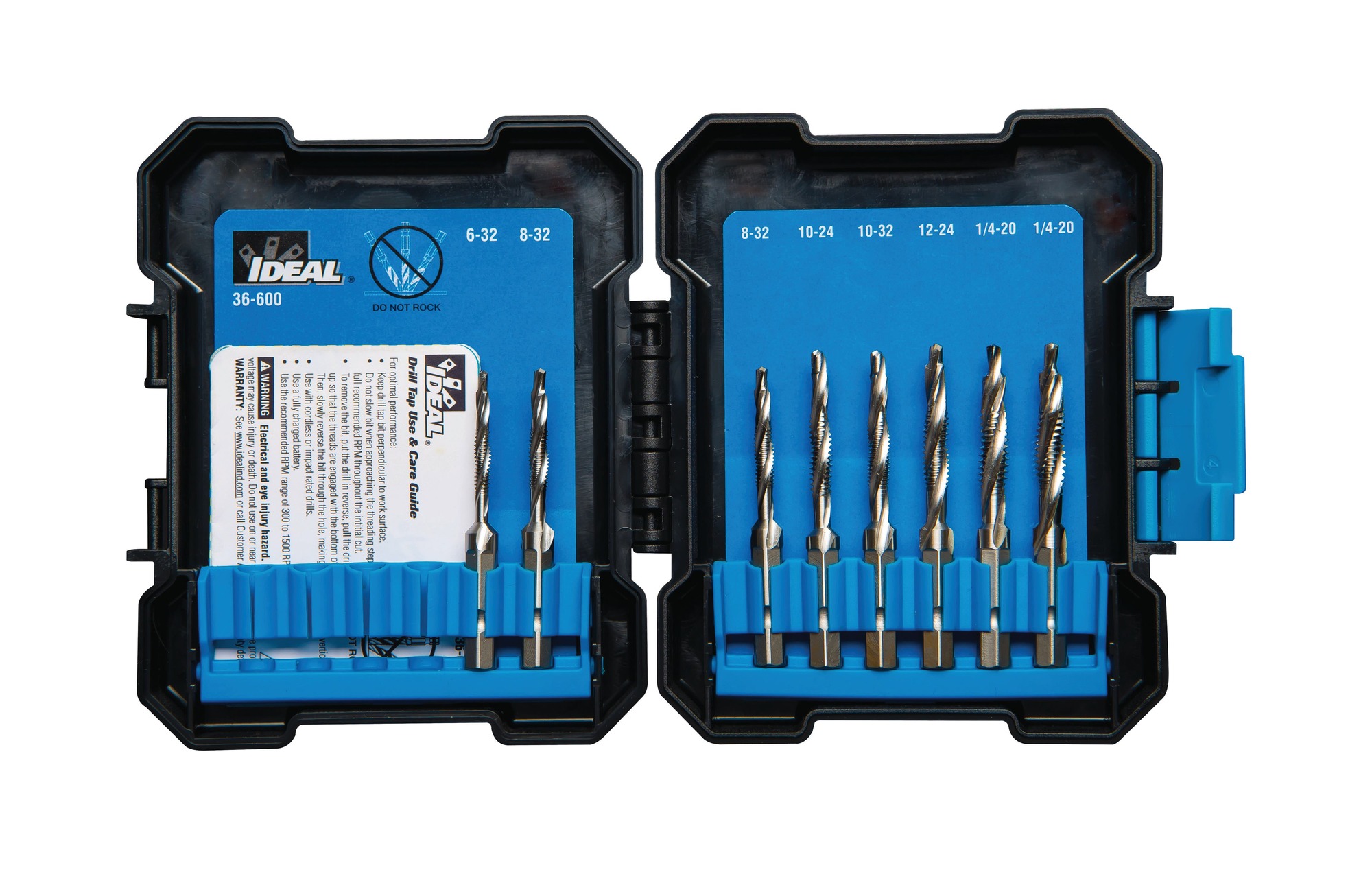 36-600 Standard Drill/Tap Kit, 8 Pieces, #6-32, #8-32, #10-24, #10-32, #12-24, 1/4-20
