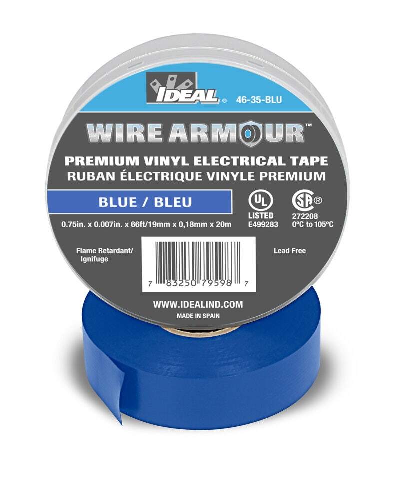 46-35-BLU Wire Armour Color Coding Premium Professional Grade Electrical Tape, 66 ft L x 3/4 in W, 7 mil THK, Vinyl, Blue