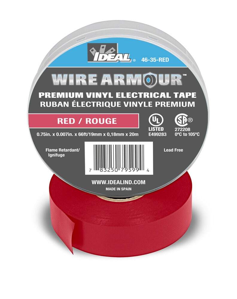 46-35-RED Wire Armour Color Coding Premium Professional Grade Electrical Tape, 66 ft L x 3/4 in W, 7 mil THK, Vinyl, Red