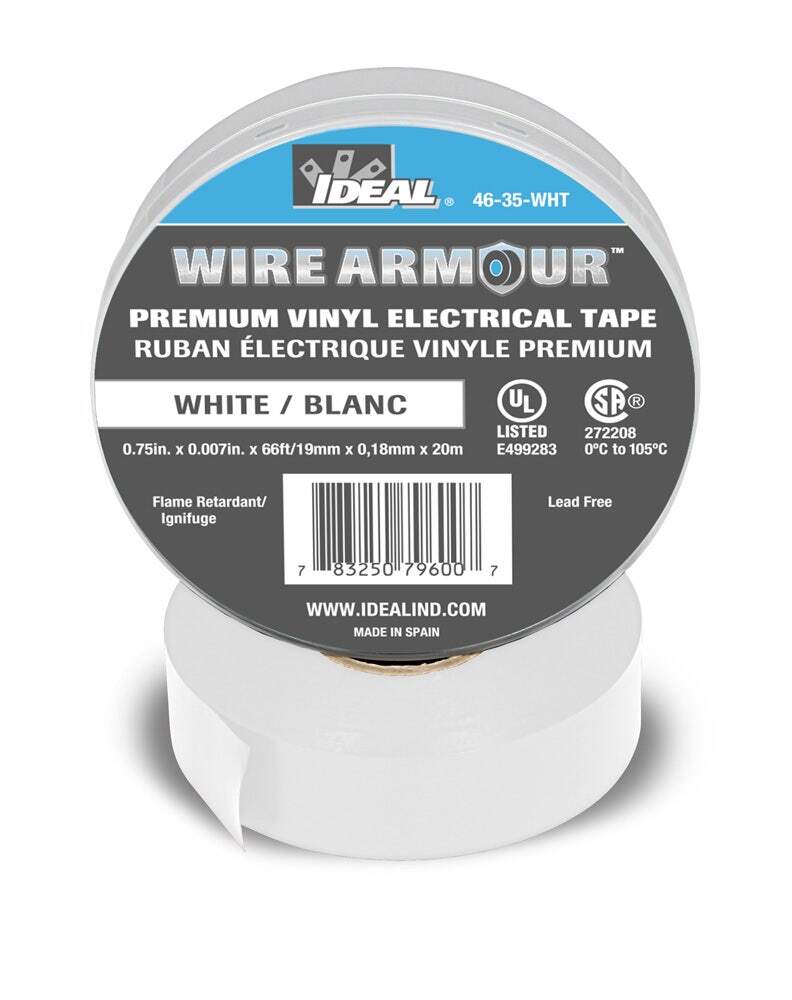 46-35-WHT Wire Armour Color Coding Premium Professional Grade Electrical Tape, 66 ft L x 3/4 in W, 7 mil THK, Vinyl, White