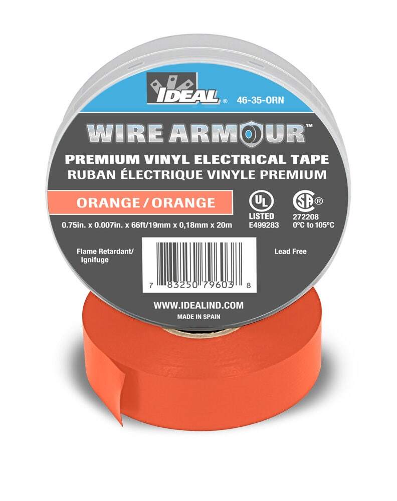 46-35-ORN Wire Armour Color Coding Premium Professional Grade Electrical Tape, 66 ft L x 3/4 in W, 7 mil THK, Vinyl, Orange
