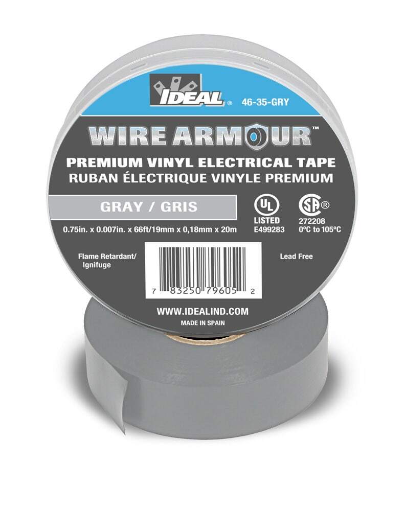 46-35-GRY Wire Armour Color Coding Premium Professional Grade Electrical Tape, 66 ft L x 3/4 in W, 7 mil THK, Vinyl, Gray