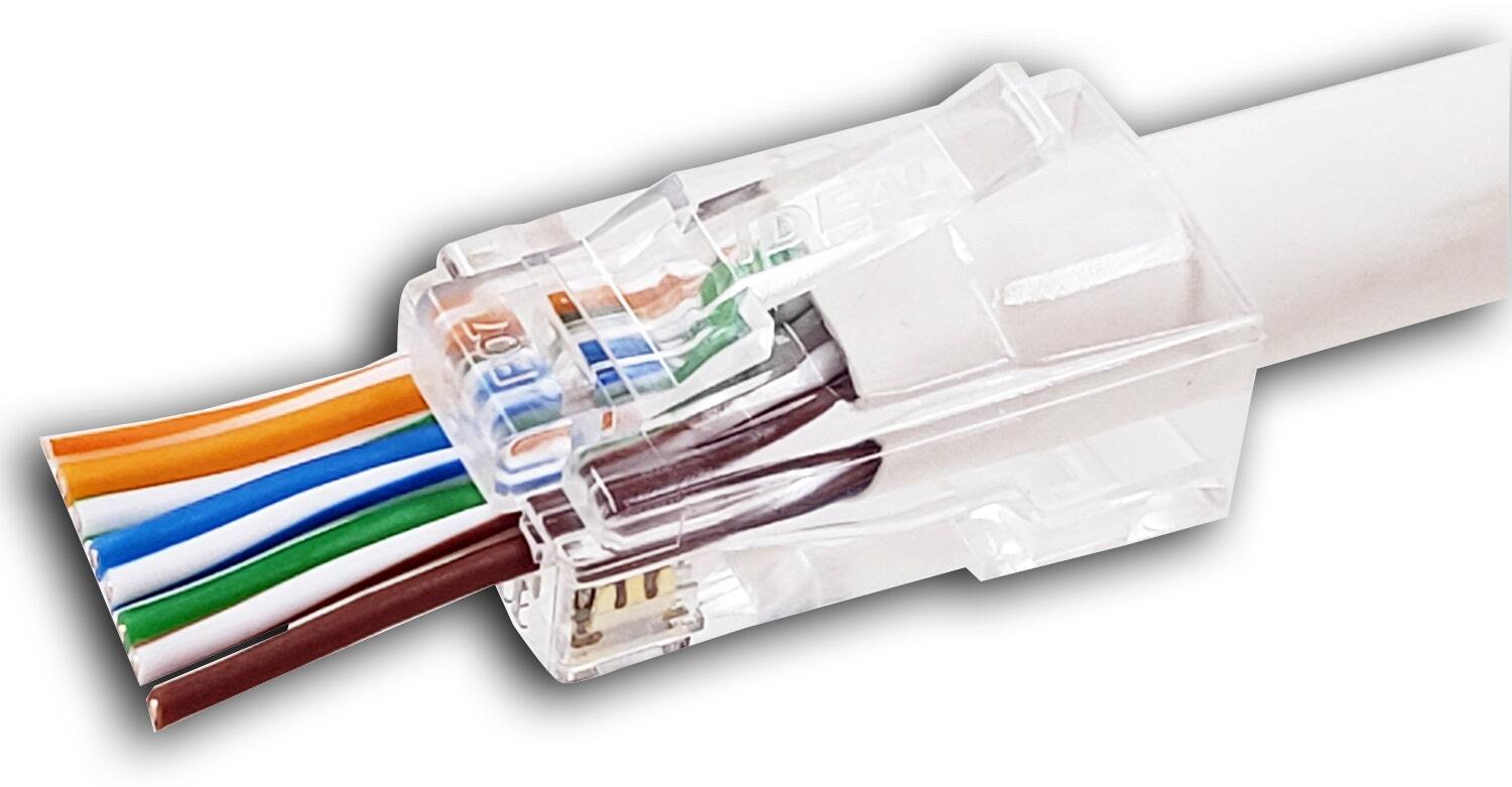 85-385 1-Piece Feed Through Modular Plug, RJ-45 Connector, Cat 6A/6, 8P8C Contacts