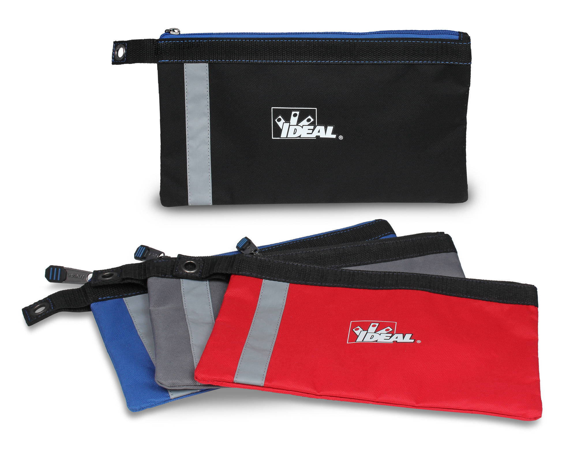 37-055 Pro Series Flat Zipper Pouch, Black/Blue/Gray/Red