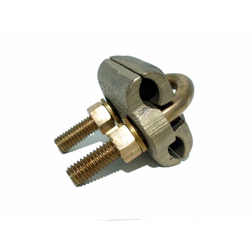 GT-6 PermaGround 2-Wire Type GT Ground Clamp Connector With 3/8 in Silicon Bronze U-Bolt, Nut and Lock Washer, 5/8 or 3/4 in Rod, 2/0 AWG to 250 kcmil Conductor, Copper Alloy