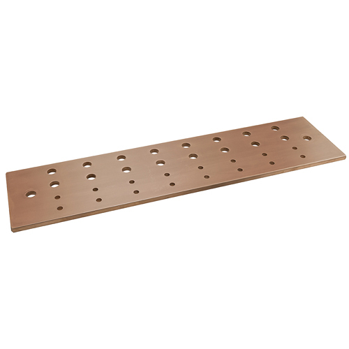 BBFC-2-10-16 Type BBFC Grounding Busbar, 10 in L x 2 in W, 16 Holes, Copper