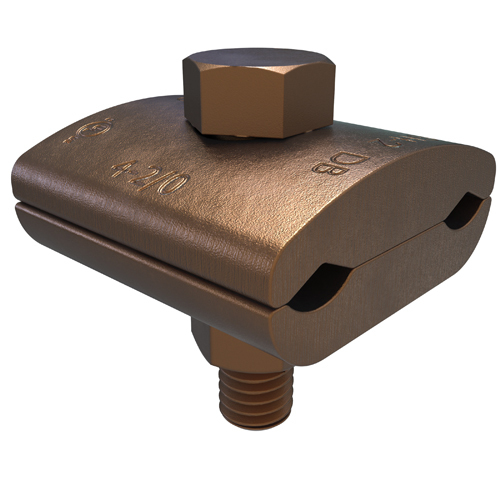 GH-2 PermaGround 2-Wire Type GH Ground Clamp Connector With 3/8 in Silicon Bronze Bolt, Nut and Lock Washer, 4 to 2/0 AWG Conductor, Copper Alloy