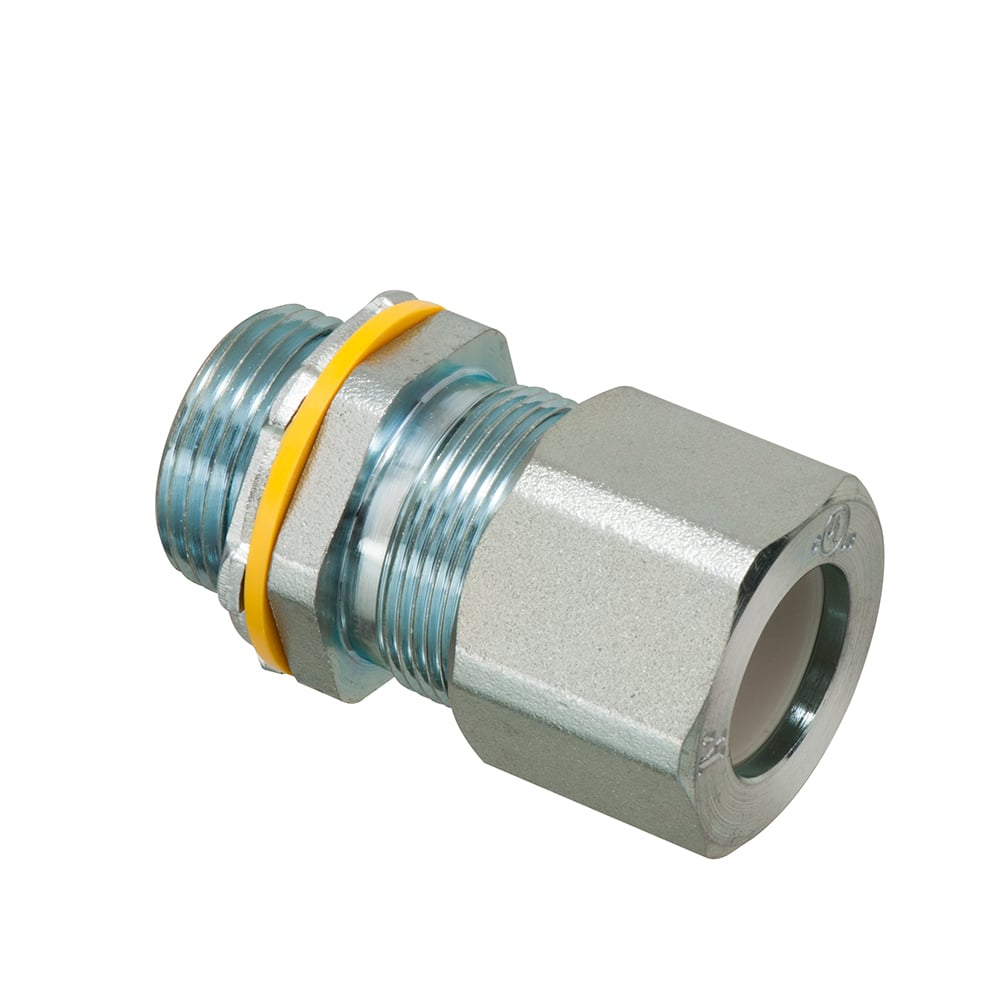 Low-profile zinc plated steel die-cast, liquid-tight, and oil-tight strain relief cord connector furnished with a sealing ring and locknut. Comes with two grommets for a wide cable range. Grommet A supports 0.385" to 0.600" cord range, and Grommet B supports 0.600" to 0.750" cord range. Comes in a 3/4" trade size.