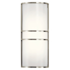 This 16in.in. 2-light LED wall sconce is in a transitional style and features a Brushed Nickel finish. White acrylic provides an even diffusion of light.