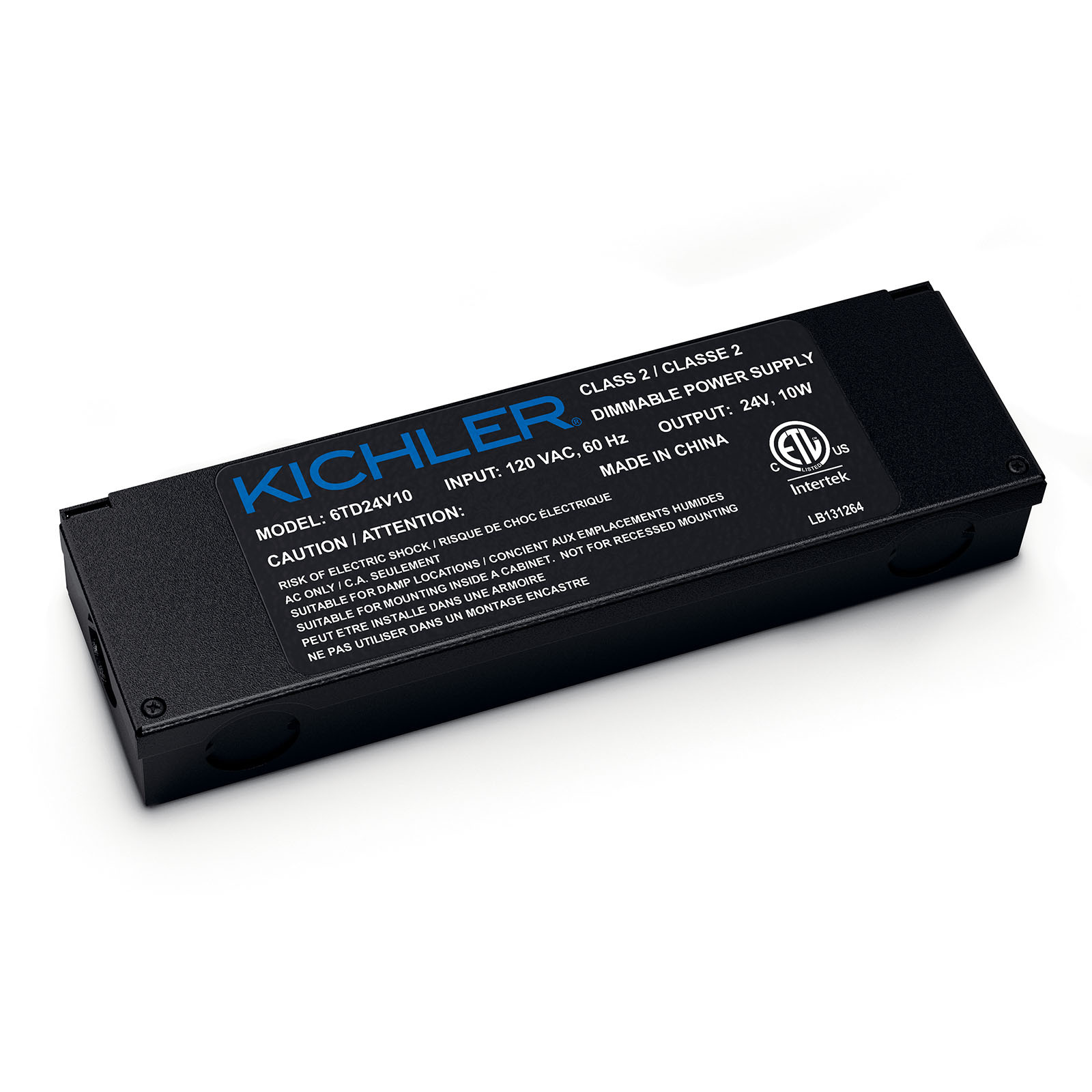 Designed for smaller lighting system installations like kitchen islands or remote cabinets, this 24V, 10W dimmable power supply is a lower watt solution to power 24V tape light, accent discs or hard strips. The driver comes pre-assembled in an accessory wiring compartment and features a slender profile that can easily be concealed.