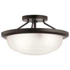 The Ritson? 2 Light Semi Flush in Olde Bronze brings simple charm to your space. Its Satin Etched Glass creates a beautiful ambiance in your space