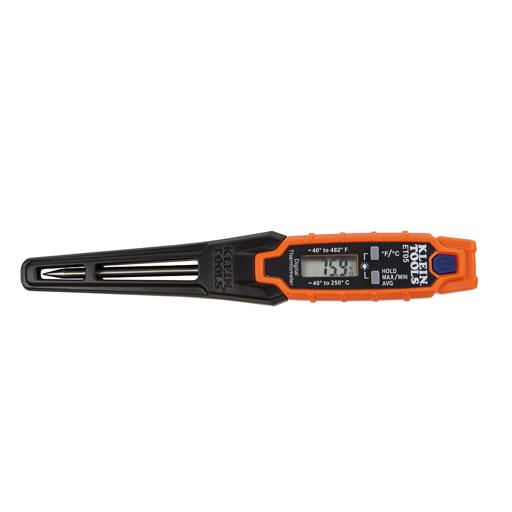 ET05 Pocket Thermometer, -40 to 482 deg F, 3 in L Stem, Digital Display, LR44 Battery