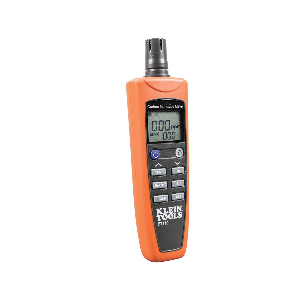 ET110 Carbon Monoxide Meter, 0 to 1000 ppm Detection, Electrochemical Sensor, (4) AAA Batteries, Backlit LCD Display