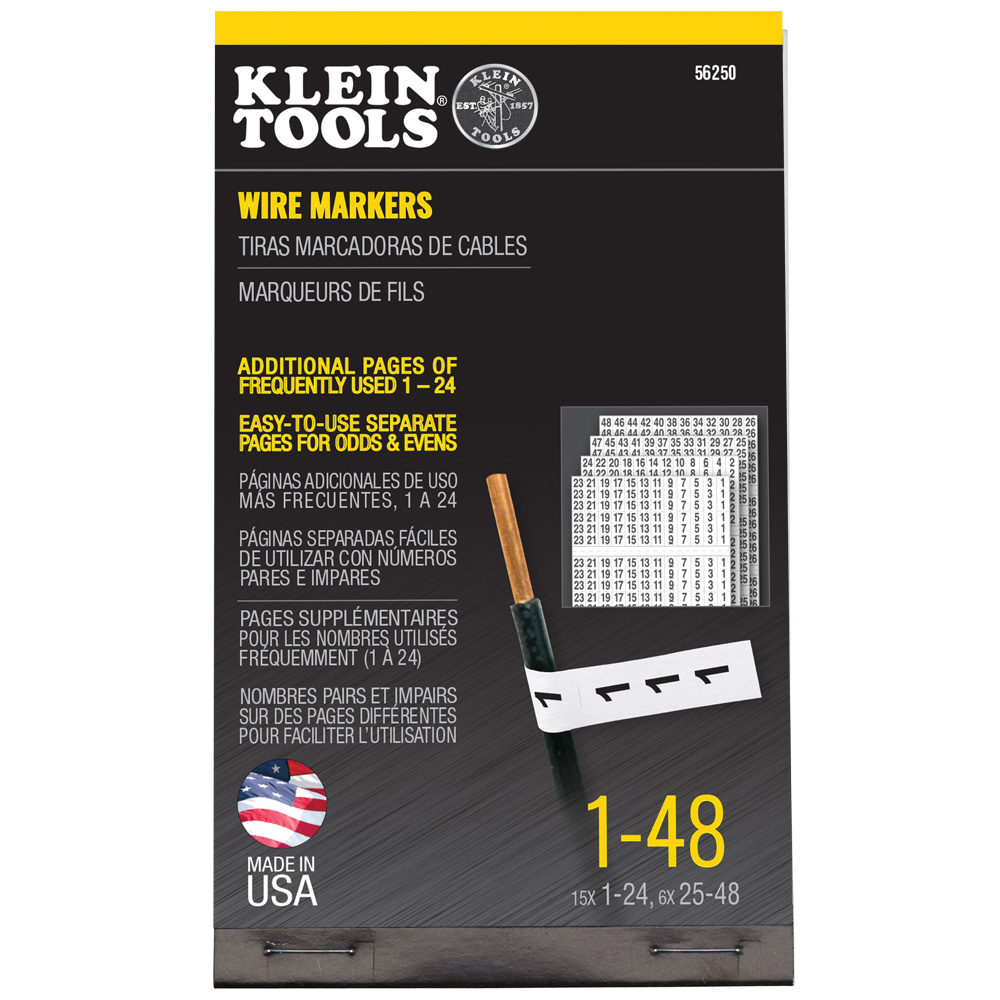 56250 Numeric Wire Marker, 5-1/2 in L x 3-21/64 in W, Black Print on White, Cloth