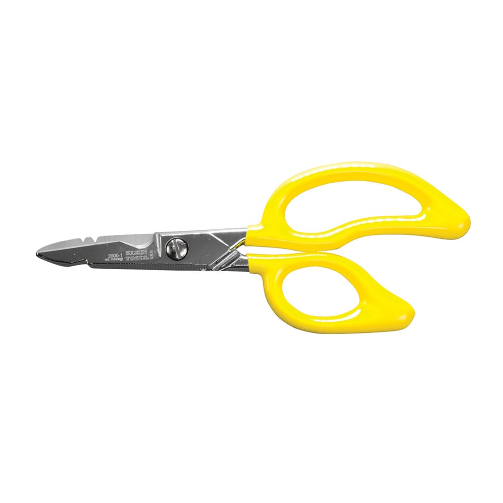 26001 All Purpose Electricians Scissor, 1-7/8 in L of Cut, 6-3/4 in OAL, Serrated Edge, Carbon Steel Blade, Steel Handle