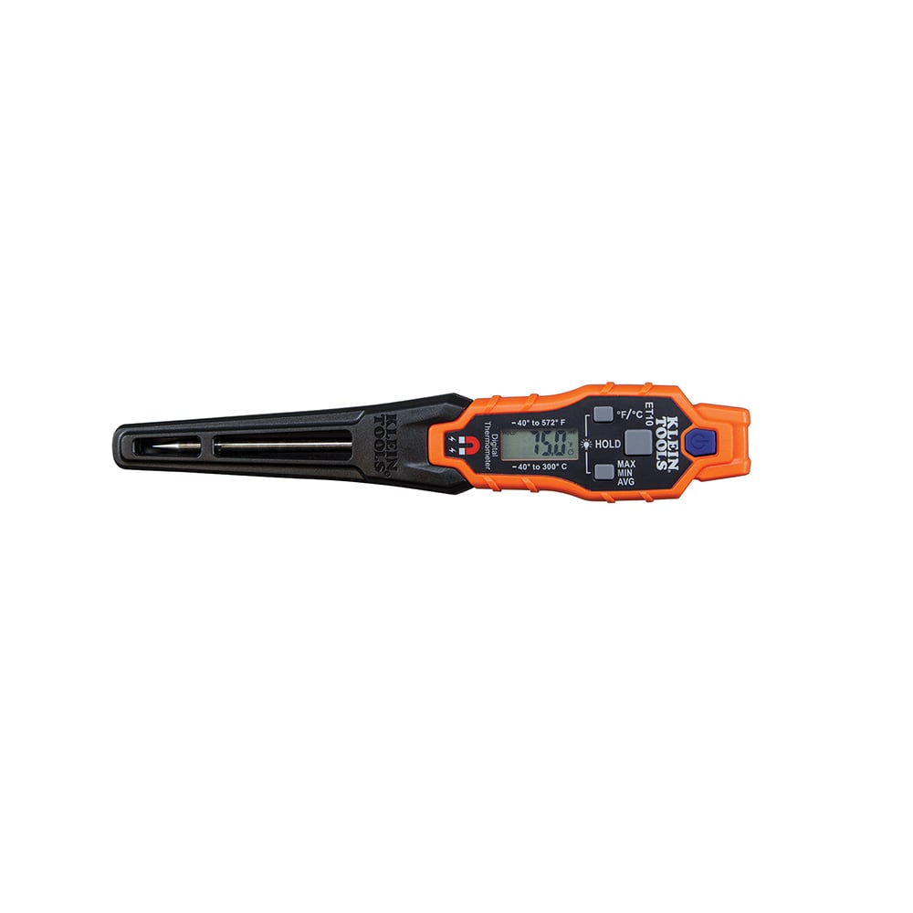 ET10 Magnetic Pocket Thermometer, -40 to 572 deg F, 3 in L Stem, Digital Display, LR44 Battery