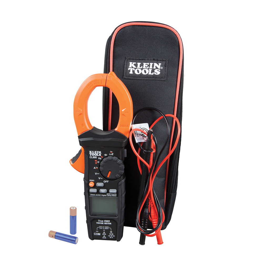 CL900 Digital Clamp Meter, 1000 V AC/DC, 2000 A, 6000 uF, 60 mOhm, 500 kHz, 2 in Jaw, LCD Display