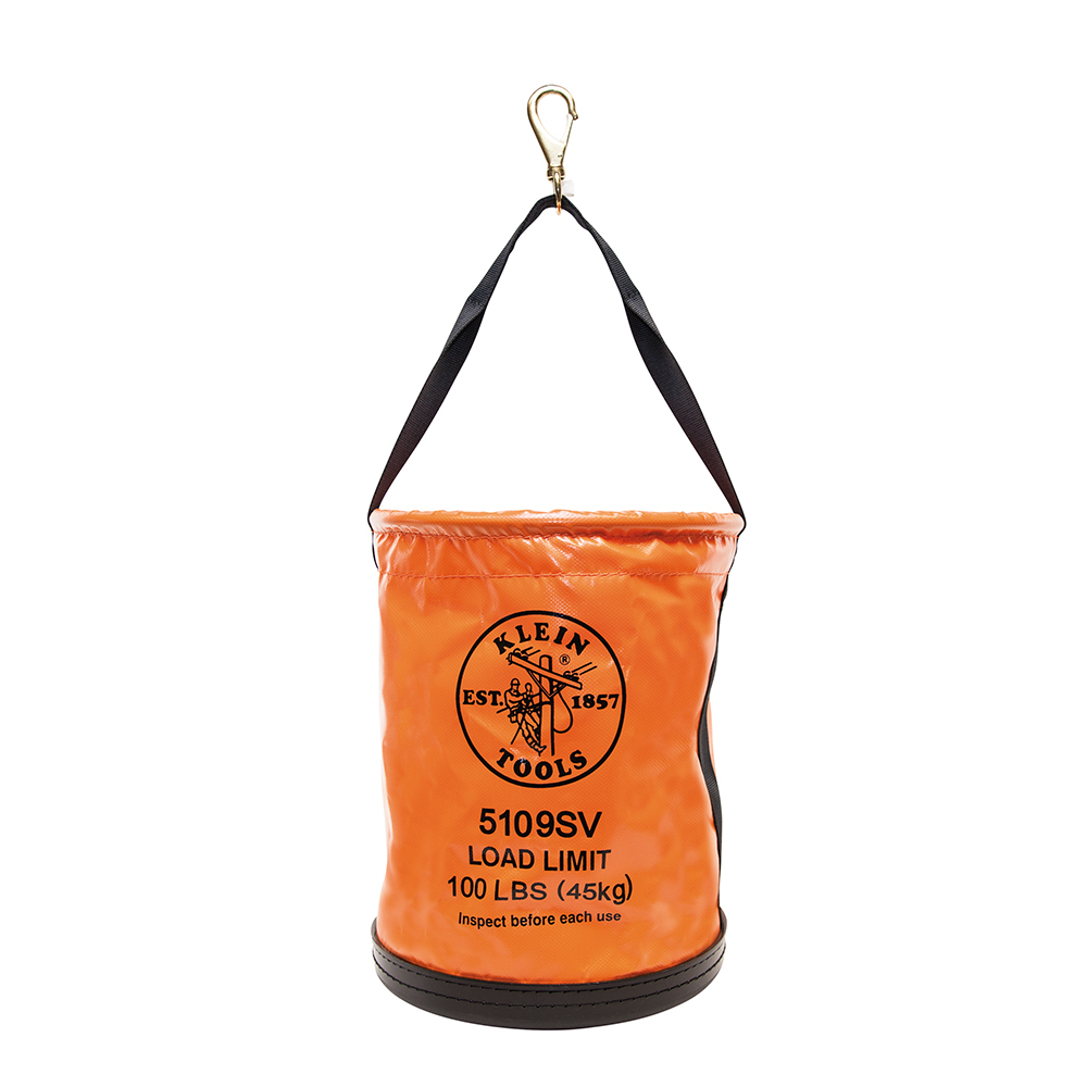 5109SV Lineman Bucket With Swivel Snap and Polyester Web Handle, 15 in H, Vinyl, Orange